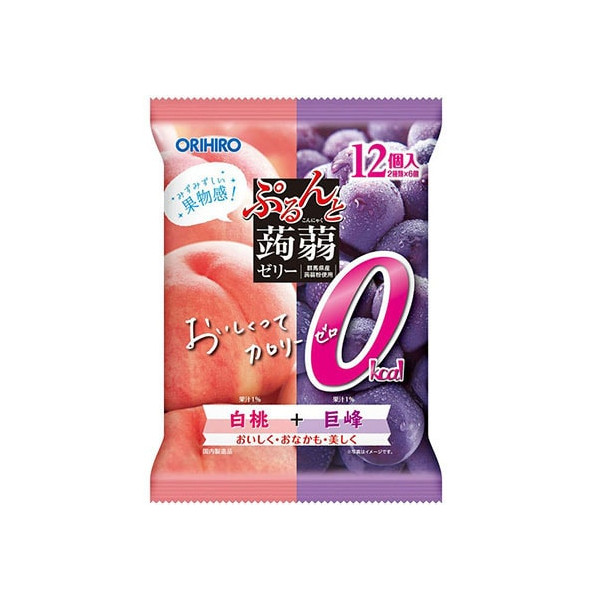오리히로 ORIHIRO 곤약젤리 파우치 칼로리 제로 흰 복숭아 + 거봉 12 개입